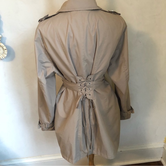 Lane Bryant Jackets & Blazers - Lane Bryant Tan Short Trench Coat Button & draw string back design Size 14-16